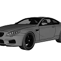 Gray Sporty Coupe Car With Two Door Design And Black Rims