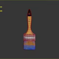 Colorful Household Paintbrush With Yellow Handle Blue Yellow Bristles Black Tip And Silver Metal Part