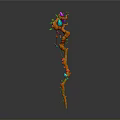 Colorful Staff Weapon With Intricate Orange Yellow Blue Pink Decorative Elements