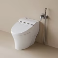 Modern White Smart Toilet With Wall Mounted Bidet Sprayer And Clean Design
