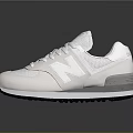 White New Balance Sneakers with White Upper Black Sole and Casual Lace Up Design