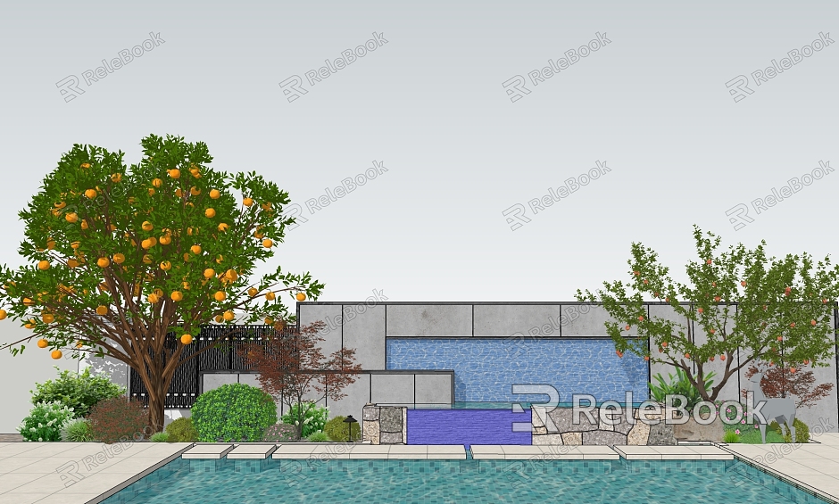 Light Luxury Villa Courtyard Water View Wall Shining Concrete View Wall Natural Face Original Stone Flower Bean Baipo Yellow Natural Face Flower Bean model