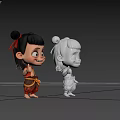 Cartoon Game Movie Character With Bun Hairstyle Red Ribbons Smiling Thumbs Up And Traditional Outfit
