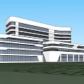 Cixi Huayang Stomatological Hospital Modern Building Exterior With Glass Curtain Walls And Floors