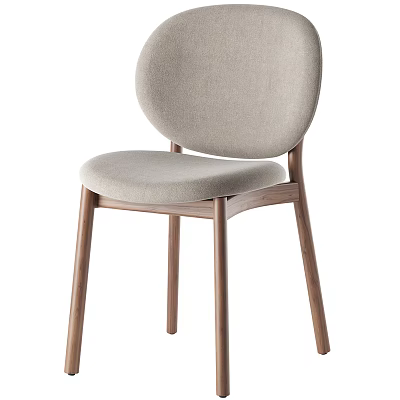 Modern Minimalist Single Chair With Curved Fabric Backrest And Wooden Legs 3d model