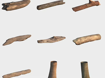 Natural Wooden Pieces With Various Shapes And Rustic Textures For Decor 3d model