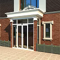 Elegant Entry Door With Glass Panels In Red Brick Building White Frame And Windows