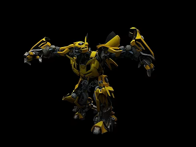 Smart Robot With Yellow Mechanical Body Extended Arms And Dynamic Stance 3d model