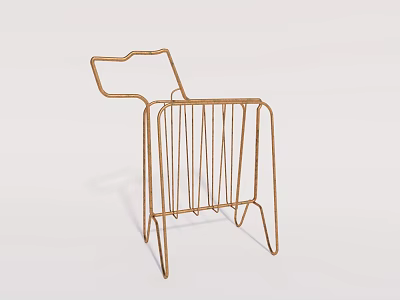 Golden Metal Frame Animal Shaped Bookcase With Vertical Slat Storage Compartments For Modern Minimalist Interior 3d model