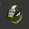 Rusty Worn Weapon Helmet With Alpinestars Logo And Green Stripes
