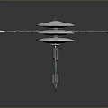 Futuristic Space Station with Dual Circular Modules Connecting Framework Blue Solar Panels and Mechanical Legs