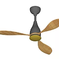 Modern Ceiling Fan With Black Base And Yellow Blades For Home Use