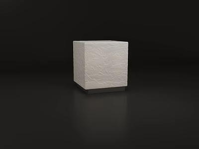 White Cube Shaped Floor Lamp With Textured Surface And Black Base Design 3d model