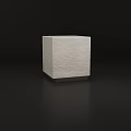 White Cube Shaped Floor Lamp With Textured Surface And Black Base Design 3d model