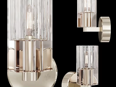 Elegant Modern Wall Sconces Design With Clear Crystal Shades And Gold Metal Brackets 3d model