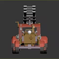 3D Model Of A Retro Red Fire Truck With Ladder