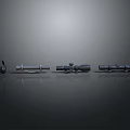 Telescopic Scopes Different Models Arranged on Dark Background for Professional Use