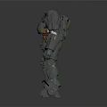 Futuristic Mechanical Warrior Character With Metallic Armor And Detailed Exoskeleton Design