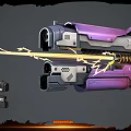 Sci Fi Style Purple And Gray Weapon Firing Yellow Beam With Other Weapons Displayed