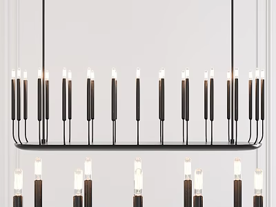 Modern Chandelier With Black Metal Frame And Multiple Candle Style Lights 3d model