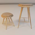Modern Wooden Stools With Upholstered Seats And Light Wood Tone Design
