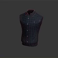 Dark Blue Collared Shirt On Mannequin With Buttoned Front And Chest Pocket