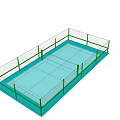 Outdoor Sports Fitness Court With Green Fence And Blue Training Surface