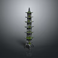 Traditional Chinese Pagoda Architecture With Multi Tiered Structure Green Roofs And Moss Covered Design