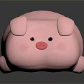Soft Pink Pig Plush Toy With Chubby Round Lying Down Design 3d model