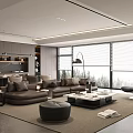 Modern Guest Restaurant Sofa Coffee Table Combination Dining Table and Chair 3d model