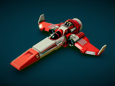 Red And White Passenger Plane Model Featuring Sci Fi Futuristic Wings And Cockpit 3d model