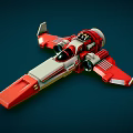 Red And White Passenger Plane Model Featuring Sci Fi Futuristic Wings And Cockpit