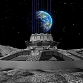 Lunar Surface Installation With Earth Connection And Starry Sky Background