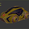 Futuristic Sports Car With Gold Blue Body Streamlined Design And Illuminated Wheels Red Blue Emblems