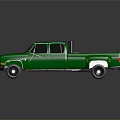 Green Crew Cab Pickup Truck With Chrome Front Grille And Black Wheels On Reflective Surface
