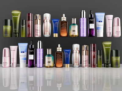Perfume And Cosmetics Various Bottles Luxury Beauty Products Collection 3d model