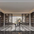 Elegant Hotel Lobby Interior With Marble Reception Desk Chandeliers Bookshelves And Sofas