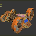 Orange Wheeled Mars Rover Advanced Mechanical Design For Planetary Space Exploration 3d model