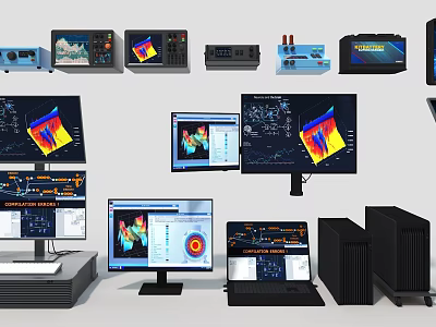 Industrial Equipment Featuring Monitor Screens Control Panels And Technical Data Displays 3d model