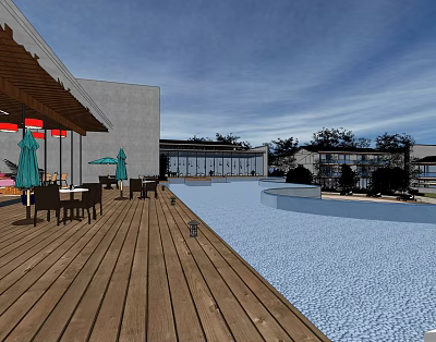 New Chinese Courtyard Atrium Water View 3d model