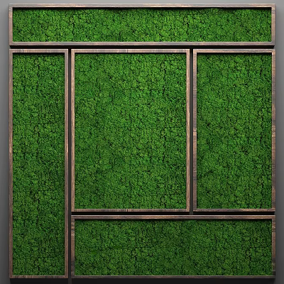 Natural Green Moss Wall Art Set with Wooden Framed Decorative Ornament for Home Interior 3d model