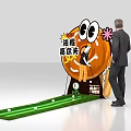 Interactive Ice Cream Stick Golf Area With Green Putting Green And Cartoon Character