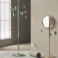 Modern Clothes Racks Featuring Floor Standing Glass And Wall Mounted Metal Hooks Design