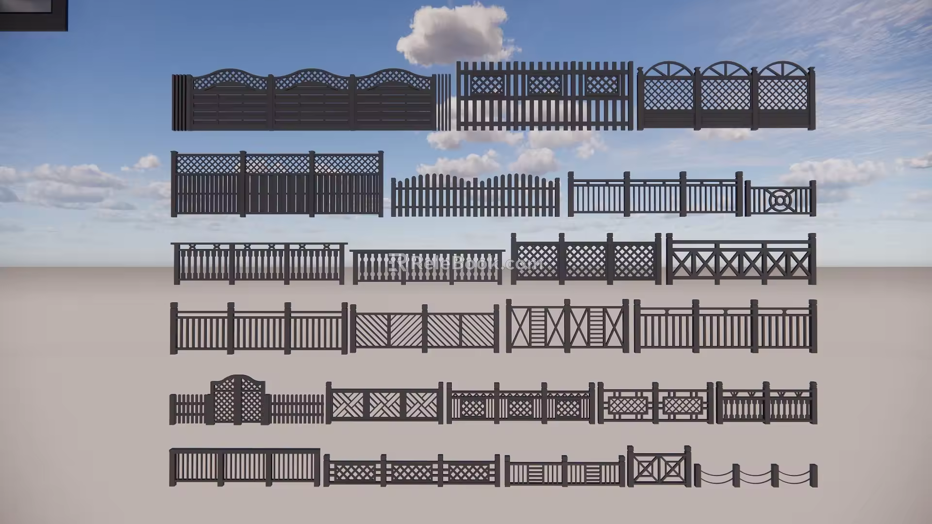 Log Railing 3d model