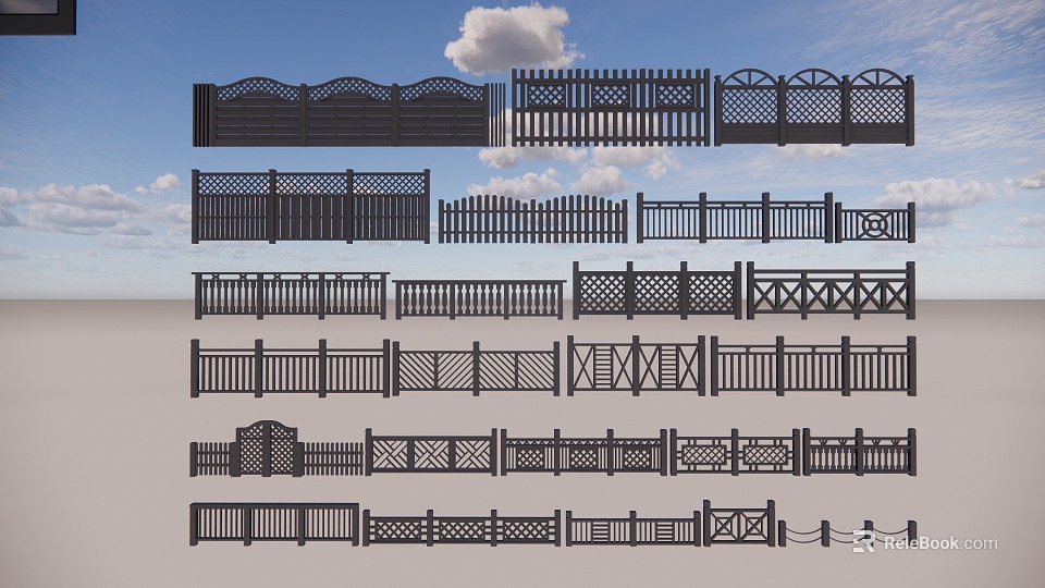 Various Decorative Railing Designs With Classic And Modern Styles For Outdoor Spaces 3d model 