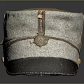 Vintage Military Style Wool Hat With Leather Brim And Metal Buckle