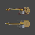 Yellow Tracked Excavators Old And New Models With Heavy Duty Buckets