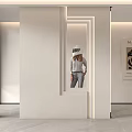 Modern Minimalist Partition with Geometric Lighting and Matisse Artwork in Interior Space