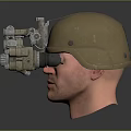 Tactical Military Helmet With Optical Night Vision Device For Combat Operations 3d model