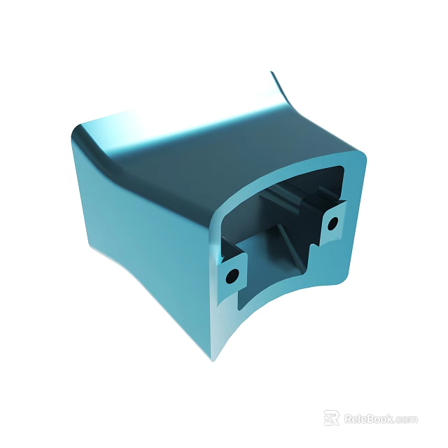 Blue Industrial Part With Hollow Body Mounting Holes And Smooth Edges 3d model 